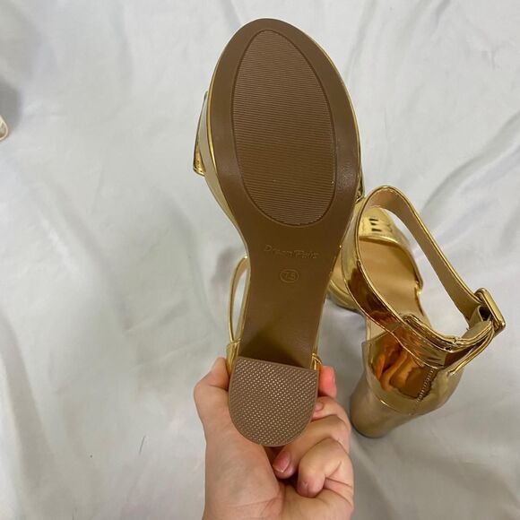NEW Dream Pairs Metallic Gold High Heels / Open Toe Platform Sandals US 7.5 - Picture 7 of 8